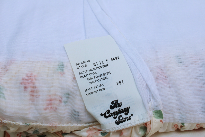 photo of 90s vintage Company Store all cotton bedding, full duvet cover, skirt & shams blush / green floral & stripe  #6
