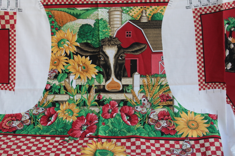 photo of 90s vintage Concord fabric print cotton panels for cut and sew vests American Homestead country girl retro #7