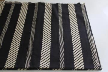 catalog photo of 90s vintage Cranston cotton fabric, mod urban chic minimalist print wide stripe black & ivory 