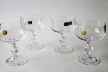 catalog photo of 90s vintage Czechoslovakia Bohemia crystal Claudia pattern champagne glasses