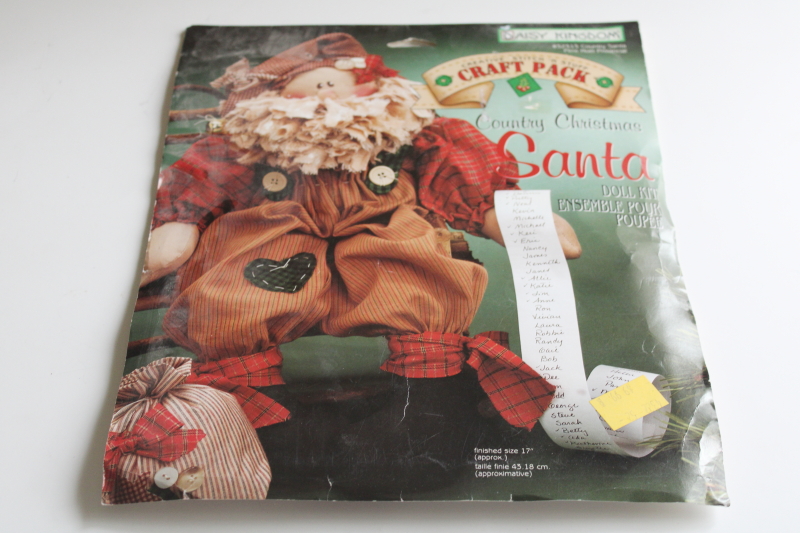 photo of 90s vintage Daisy Kingdom Country Christmas Santa rag doll cut & sew print panel kit  #1