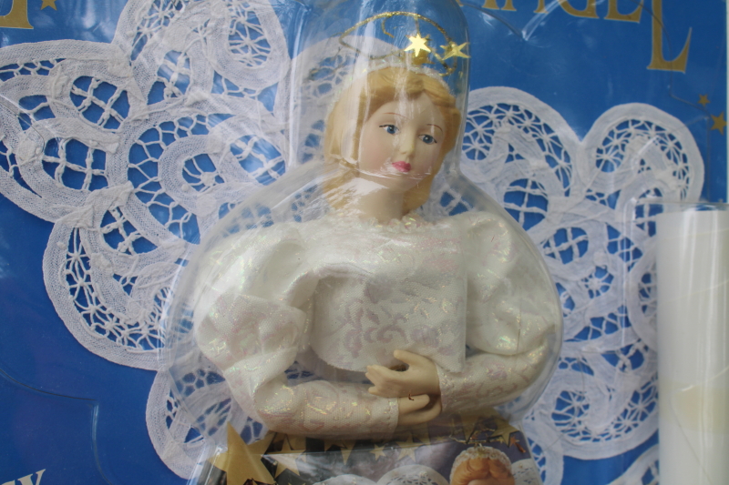 photo of 90s vintage Daisy Kingdom china doll kit sealed huge angel Christmas tree topper to decorate #4