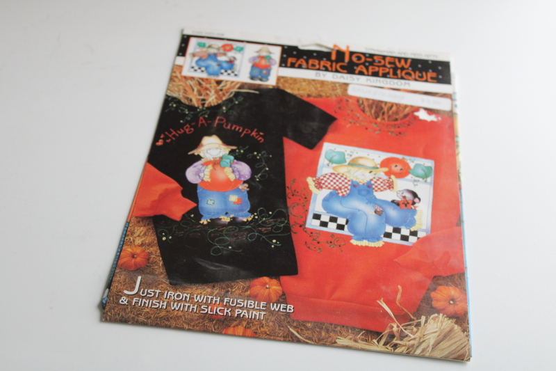 photo of 90s vintage Daisy Kingdom fabric appliques Halloween harvest scarecrow & black cat  #1