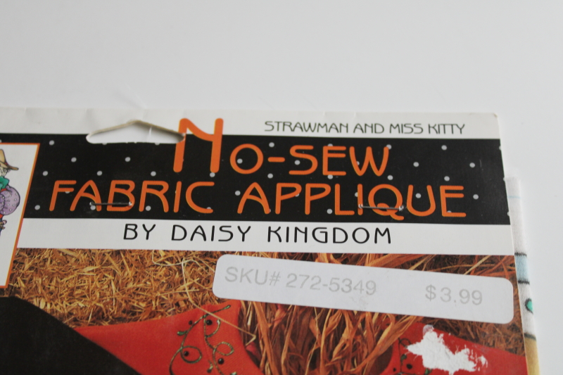 photo of 90s vintage Daisy Kingdom fabric appliques Halloween harvest scarecrow & black cat  #2