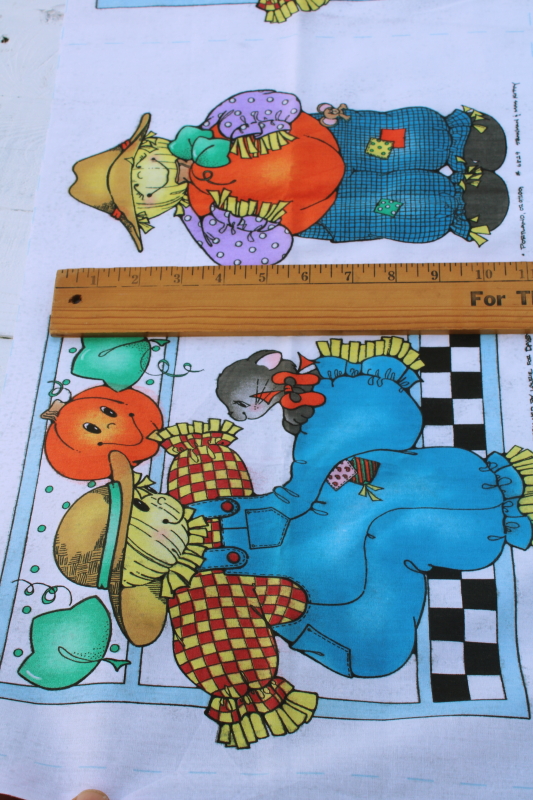 photo of 90s vintage Daisy Kingdom print cotton fabric fall scarecrow Strawman & Miss Kitty blocks #6