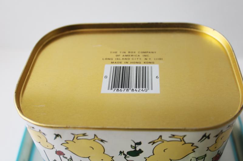 photo of 90s vintage Easter bunny chicks print tins, metal picnic baskets w/ handles #4