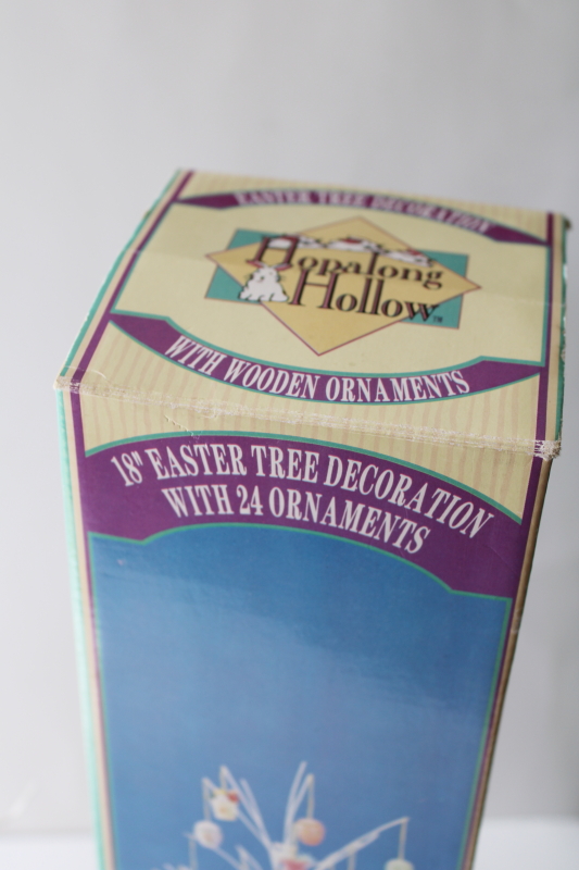 photo of 90s vintage Easter tree w/ hand painted wood mini ornaments, table top decor  #10