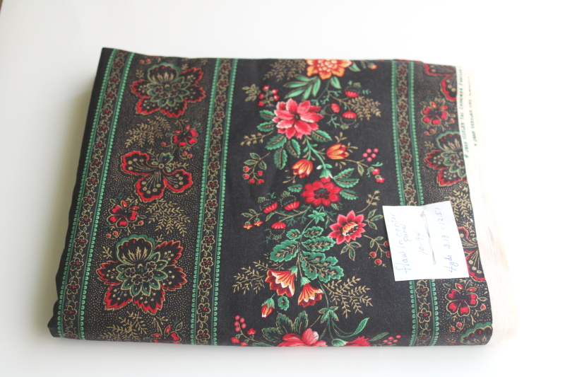 photo of 90s vintage Joan Kessler print Concord fabric quilting cotton floral on black  #1