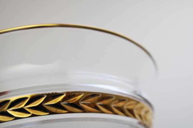 photo of 90s vintage Lenox heavy crystal glass bowl, Majestic gold laurel band #5