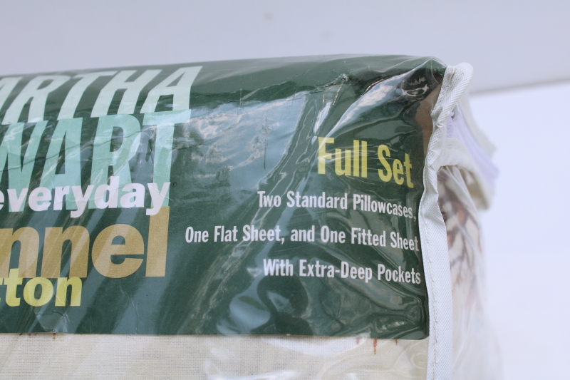 photo of 90s vintage Martha Stewart all cotton flannel sheets new in package full size w/ pillowcases, Christmas Sleigh Ride  #3