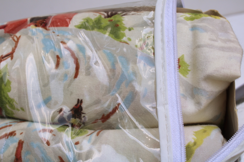 photo of 90s vintage Martha Stewart all cotton flannel sheets new in package full size w/ pillowcases, Christmas Sleigh Ride  #7