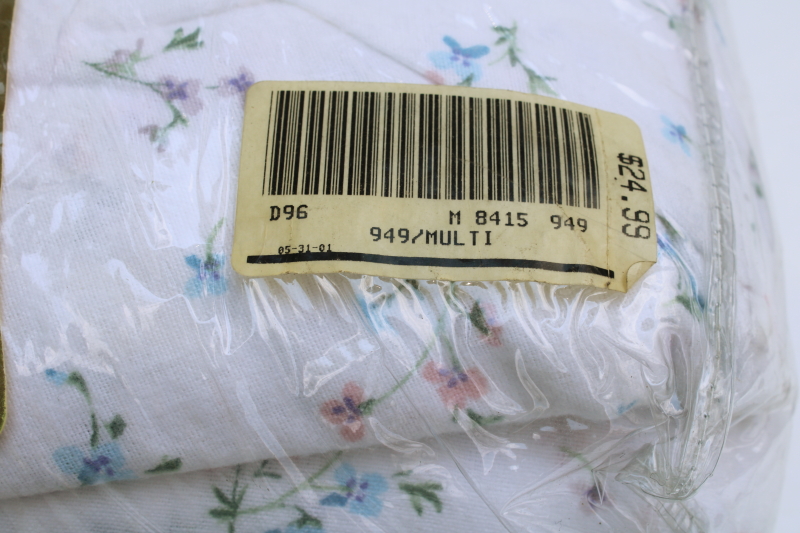 photo of 90s vintage Sears all cotton flannel sheets new in package twin size w/ pillowcase, cottage floral wildflowers  #2