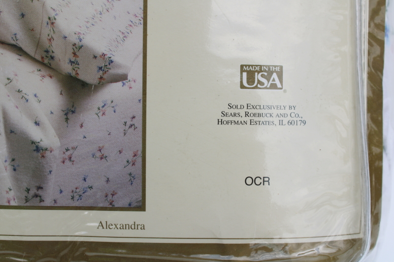 photo of 90s vintage Sears all cotton flannel sheets new in package twin size w/ pillowcase, cottage floral wildflowers  #5