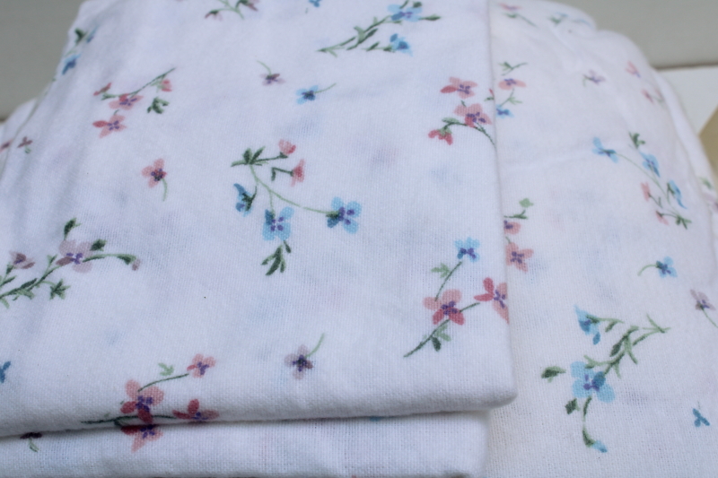 photo of 90s vintage Sears all cotton flannel sheets new in package twin size w/ pillowcase, cottage floral wildflowers  #6
