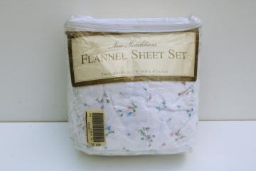 catalog photo of 90s vintage Sears all cotton flannel sheets new in package twin size w/ pillowcase, cottage floral wildflowers 