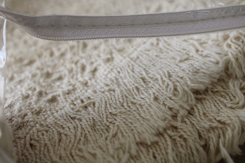 photo of 90s vintage USA woven cotton throw blanket new in package, aran ivory afghan textured blocks  #7