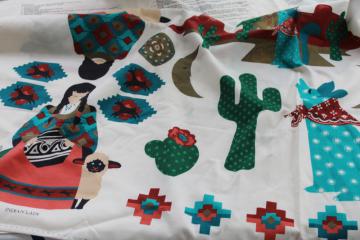 catalog photo of 90s vintage VIP print cotton cut and sew panels, Native American southwest craft appliques
