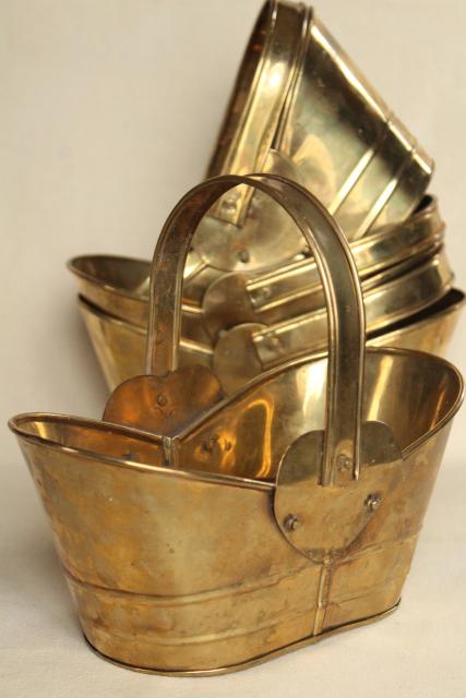 photo of 90s vintage brass baskets, flower buckets planter flower pots modern rustic style #1