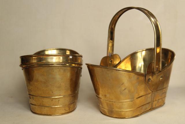 photo of 90s vintage brass baskets, flower buckets planter flower pots modern rustic style #9