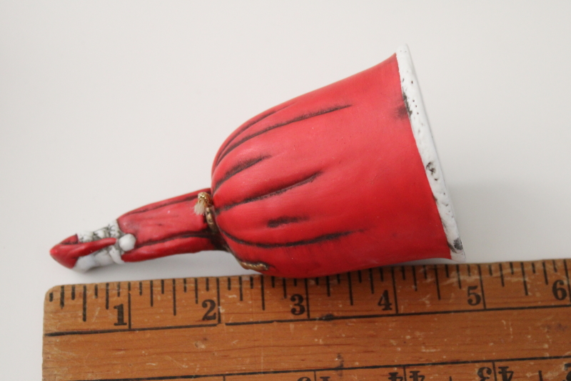 photo of 90s vintage china bell, antique style pencil Santa, old fashioned Christmas decor #4