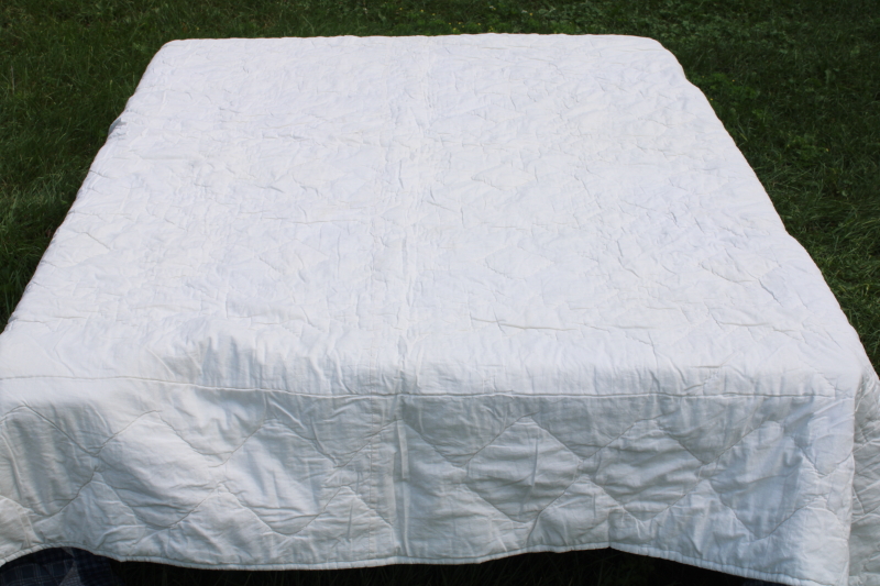 photo of 90s vintage classic blue & white cotton patchwork quilt 82 inches square  #7