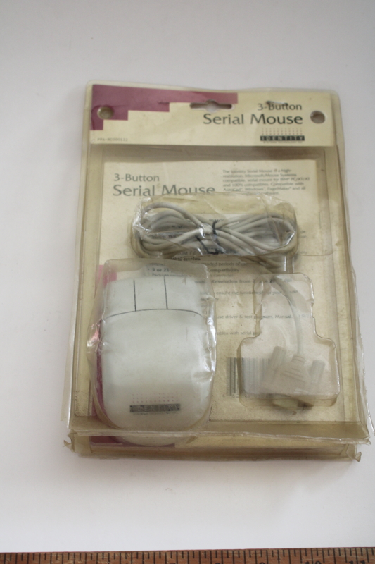 photo of 90s vintage computer mouse, three button wired mouse serial port connector  #1