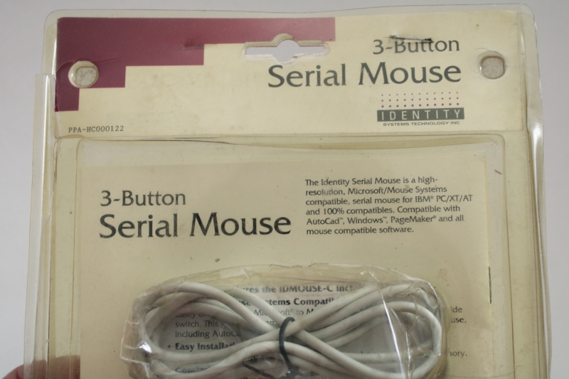 photo of 90s vintage computer mouse, three button wired mouse serial port connector  #2