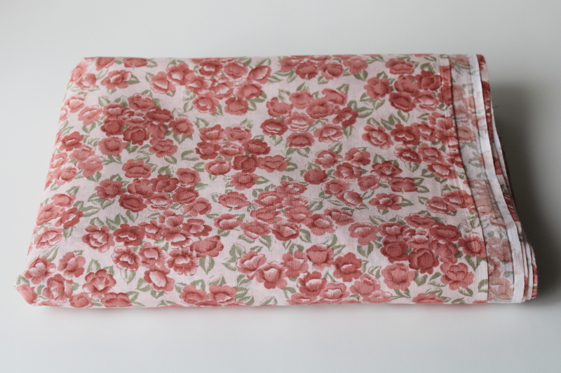 photo of 90s vintage cotton fabric, blush pink roses country girly floral print  #1