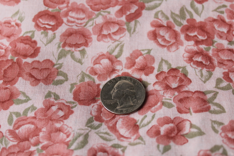 photo of 90s vintage cotton fabric, blush pink roses country girly floral print  #2