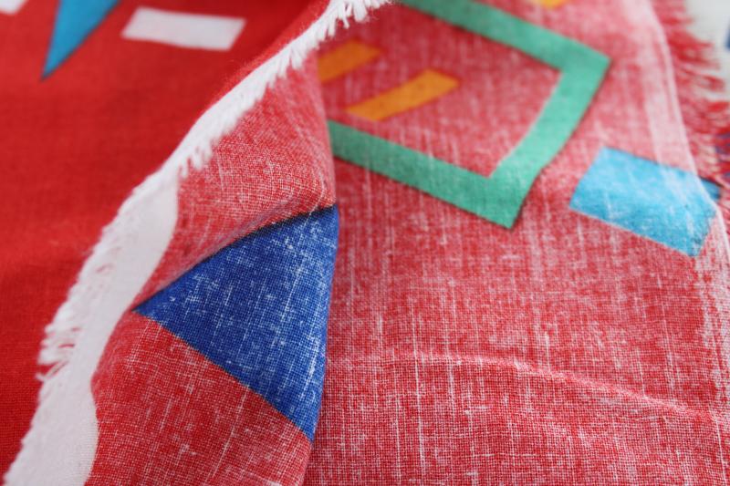 photo of 90s vintage cotton fabric, bright geometric shapes print, rad retro memphis style #6