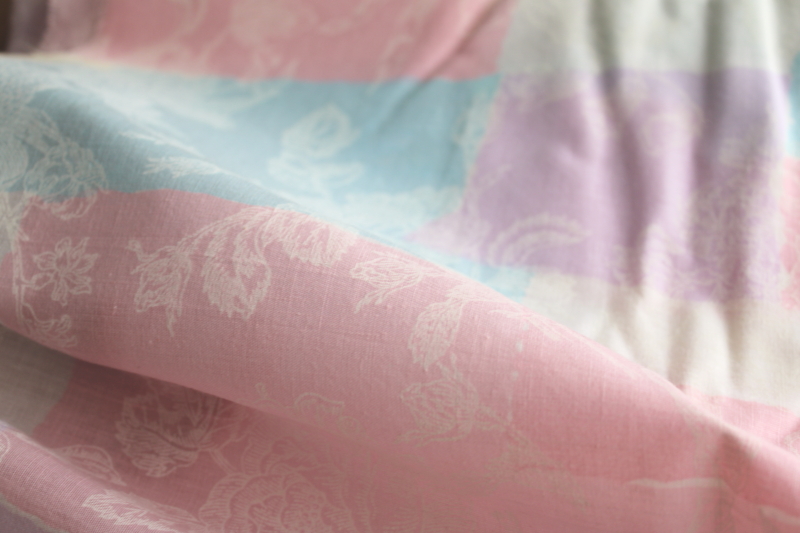 photo of 90s vintage cotton fabric, retro fashion grandmacore pastel patchwork blocks print floral  #4
