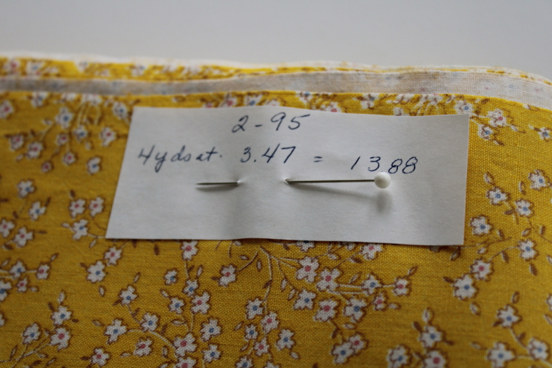 photo of 90s vintage cotton fabric, tiny floral ditsy print white flowers on yellow, prairie cottagecore calico #2