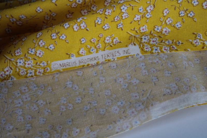 photo of 90s vintage cotton fabric, tiny floral ditsy print white flowers on yellow, prairie cottagecore calico #3