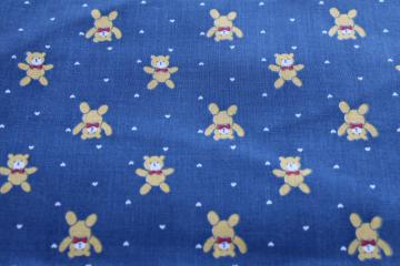 90s vintage cotton fabric, tiny teddy bears print for crafts, sewing material