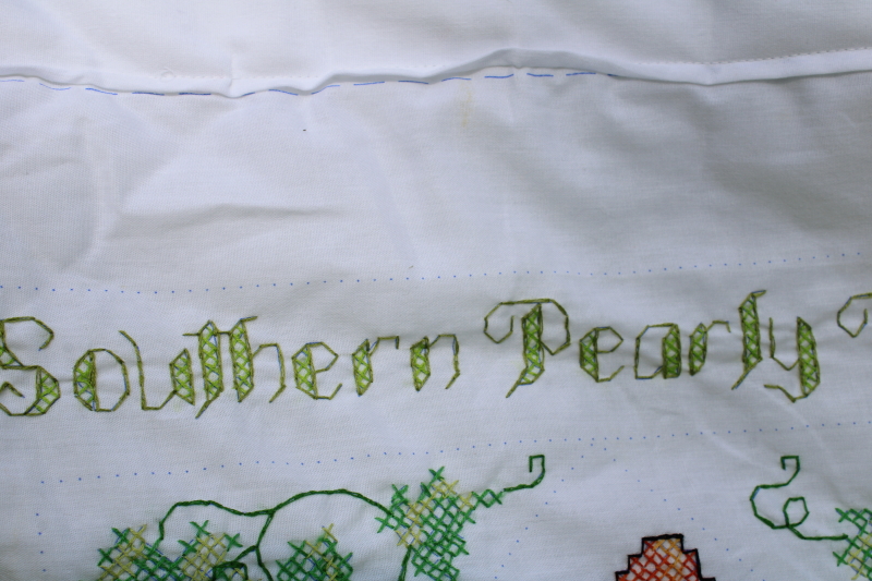 photo of 90s vintage cotton poly mini quilt w/ cross stitch embroidery butterflies, butterfly species  #4