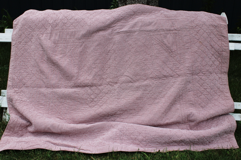 photo of 90s vintage cotton quilt, country floral prints soft faded red & rose pink #8