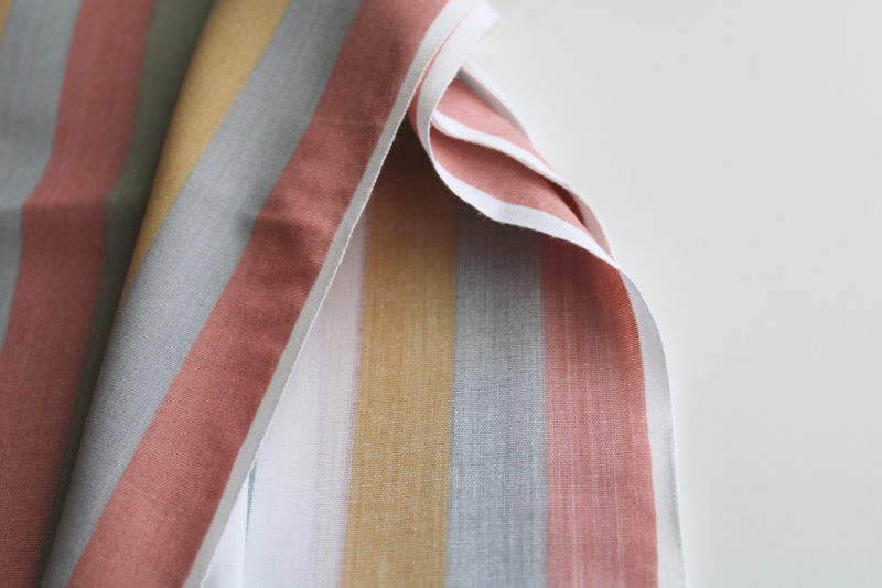 photo of 90s vintage cotton shirting fabric, wide stripes in soft colors desert sand, green, grey, terracotta  #2