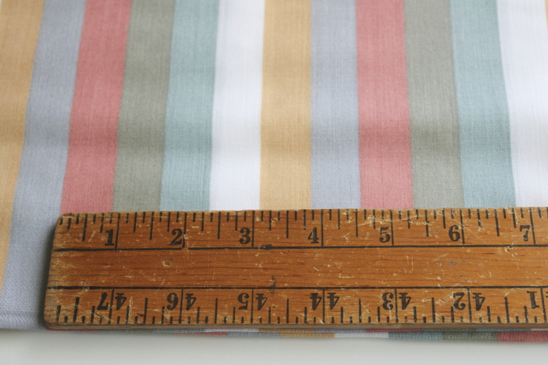 photo of 90s vintage cotton shirting fabric, wide stripes in soft colors desert sand, green, grey, terracotta  #3