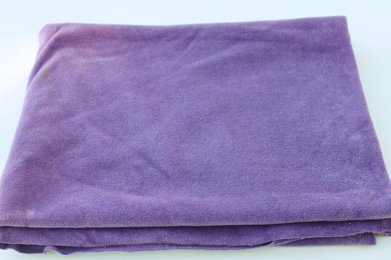 photo of 90s vintage cotton velour knit solid purple, retro sportswear fabric #1