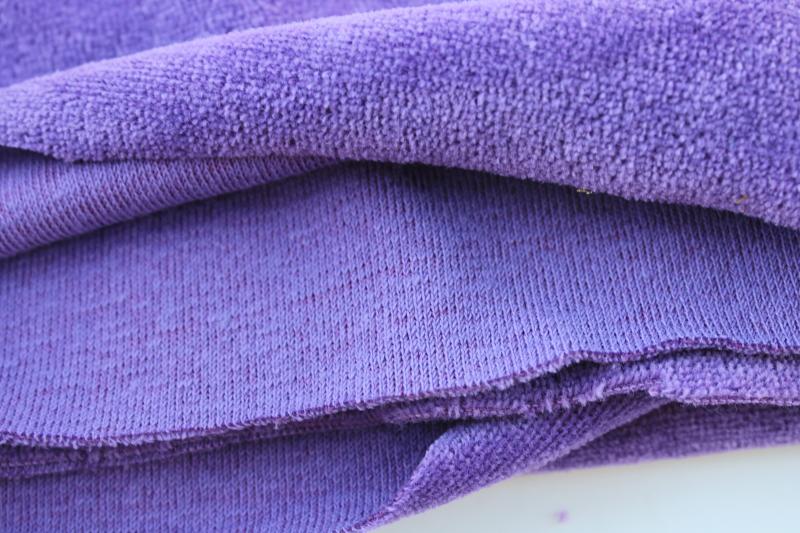 photo of 90s vintage cotton velour knit solid purple, retro sportswear fabric #3