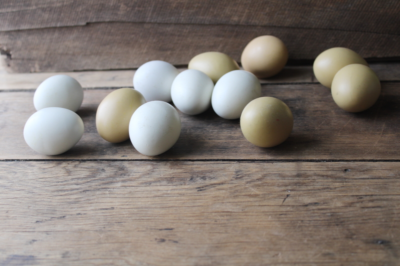 photo of 90s vintage country primitive nest eggs, brown & white, decorative basket or bowl fillers  #1