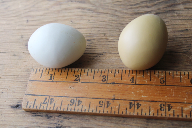 photo of 90s vintage country primitive nest eggs, brown & white, decorative basket or bowl fillers  #3