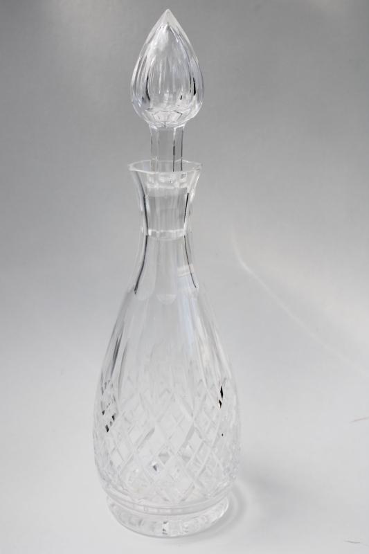 photo of 90s vintage cut crystal decanter w/ stopper, Poland or Bohemia lead crystal liquor bottle #1