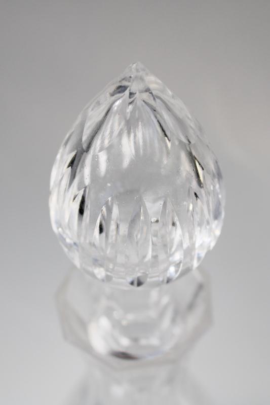 photo of 90s vintage cut crystal decanter w/ stopper, Poland or Bohemia lead crystal liquor bottle #2