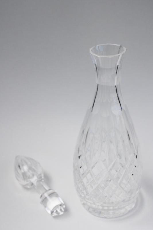 photo of 90s vintage cut crystal decanter w/ stopper, Poland or Bohemia lead crystal liquor bottle #6