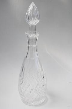 photo of 90s vintage cut crystal decanter w/ stopper, Poland or Bohemia lead crystal liquor bottle