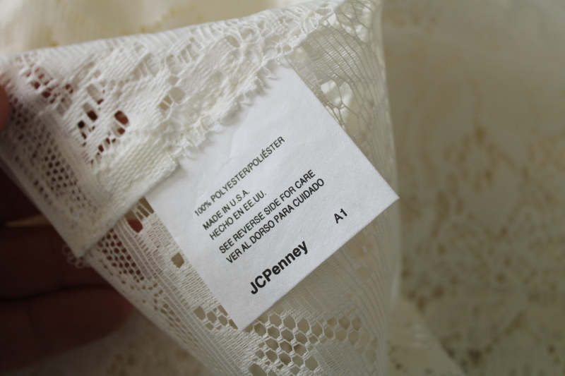 photo of 90s vintage deadstock new in package lace curtain panels w/ tie backs, JC Penneys Lyla ivory poly  #4