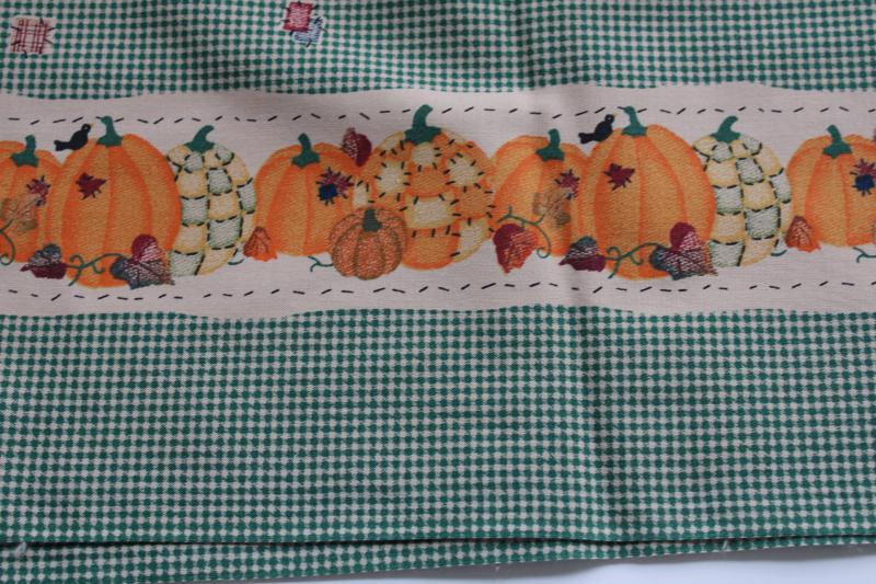 photo of 90s vintage fabric, border print country fall scarecrow family pumpkin patch gingham #5