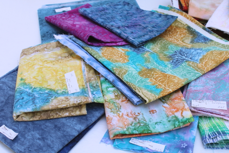 photo of 90s vintage fabric, lot abstract watercolor style cotton fabrics, real batik & art prints for quilting etc #1