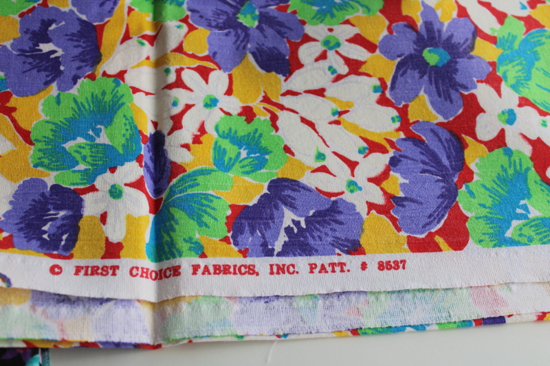 photo of 90s vintage fabric lot, colorful tropical prints, all medium heavy weight cotton fabric 58 wide  #3